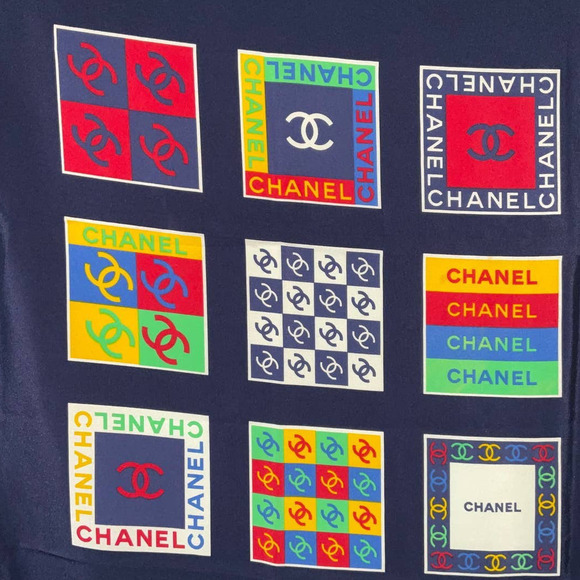 Chanel Multi-Color Signature Logo 100% Silk Square Scarf - Picture 12 of 15
